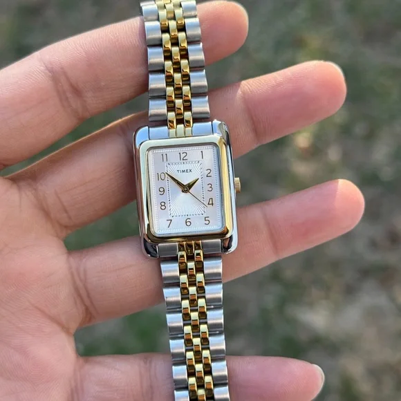 Timex Silver and Gold Rectangular Women's Addison 25mm Watch - Picture 2 of 10
